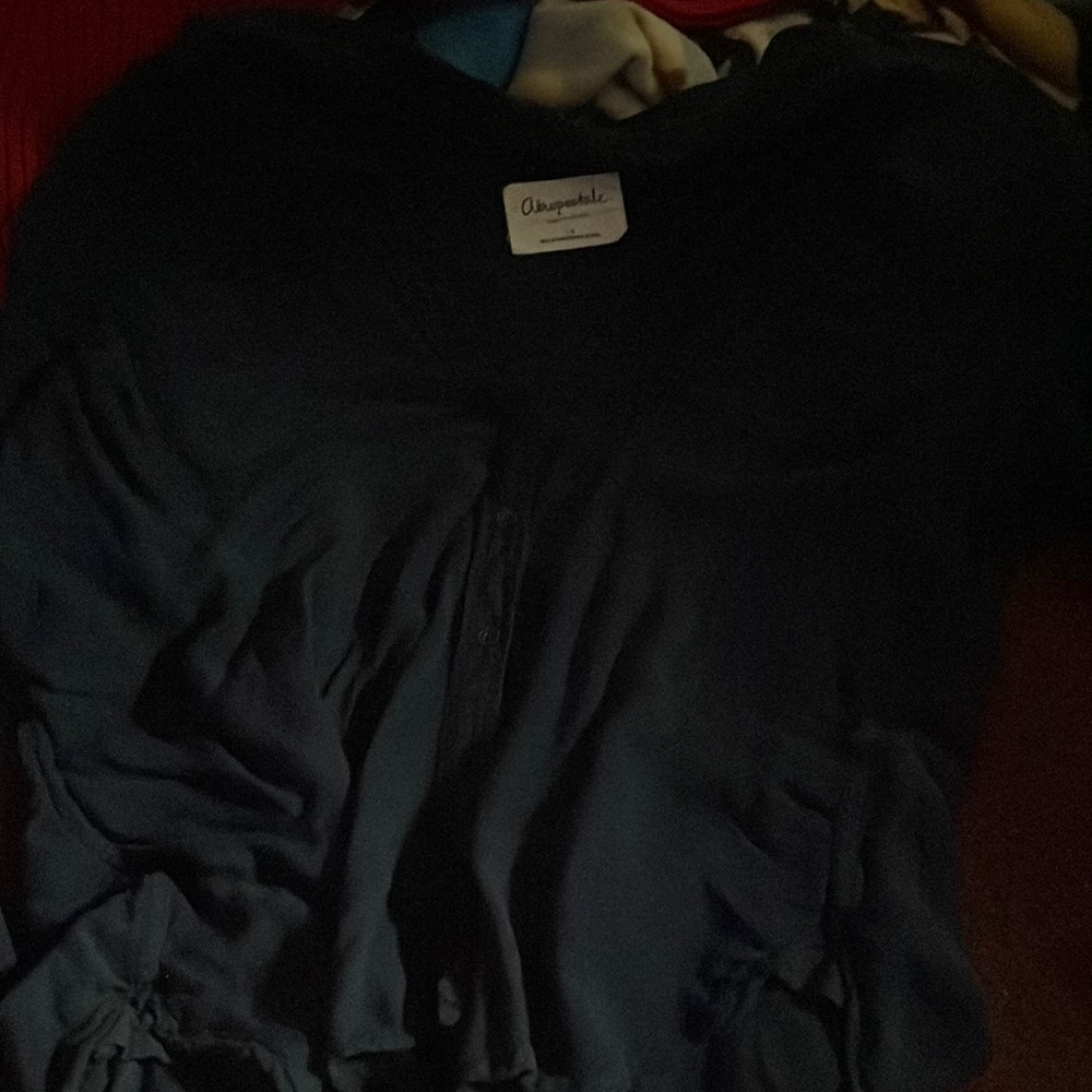 Blue silky Aeropostale flannel.